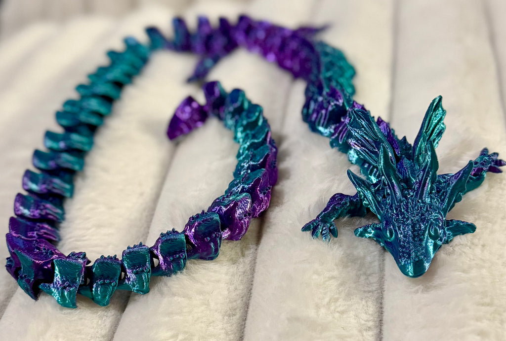 3D Printed Articulated Axolotl Dragon - Dual Color