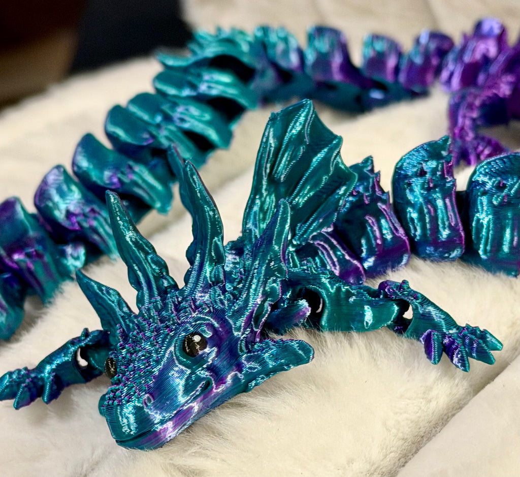 3D Printed Articulated Axolotl Dragon - Dual Color