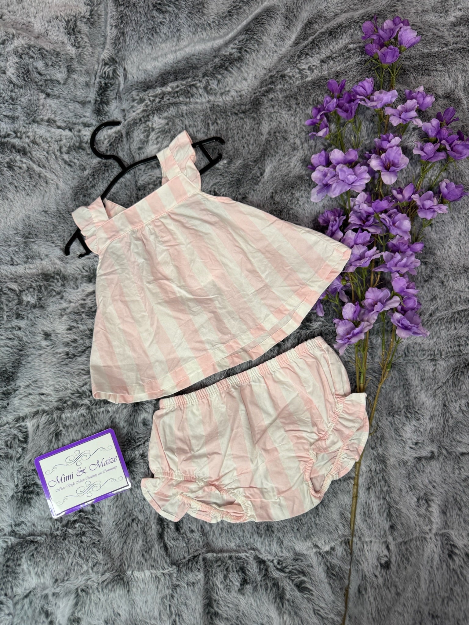 Pink and White Stripes 2 piece set