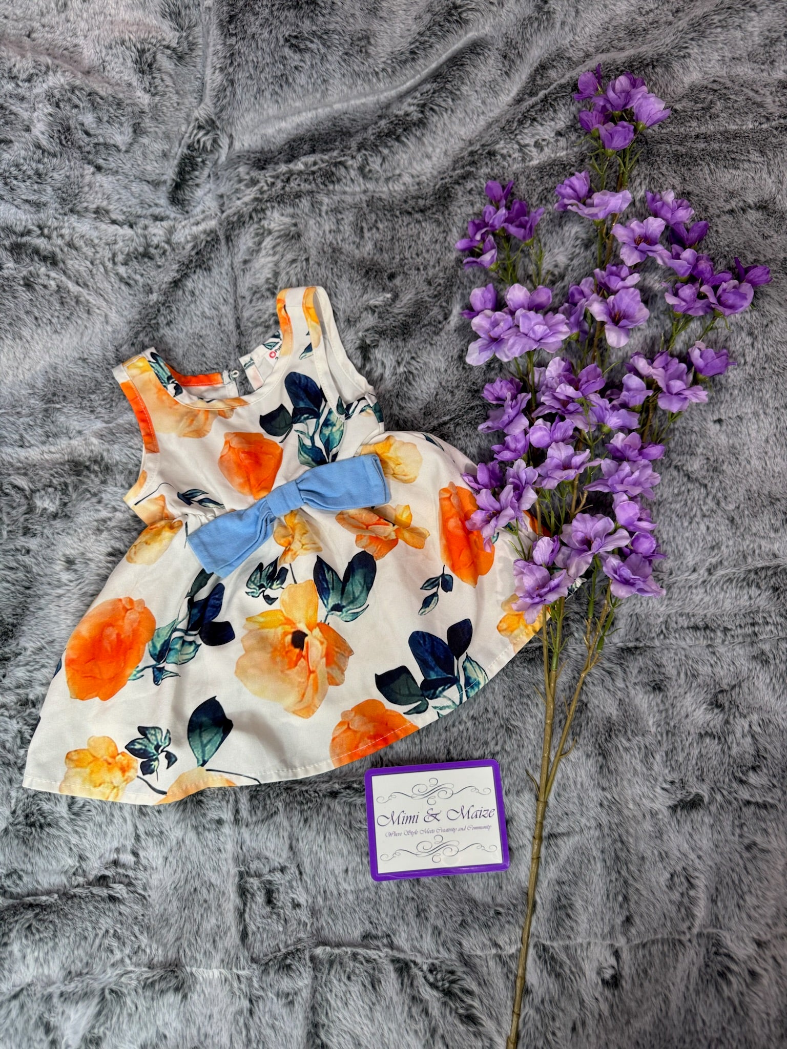 Orange Flower Dress by Pat Pat