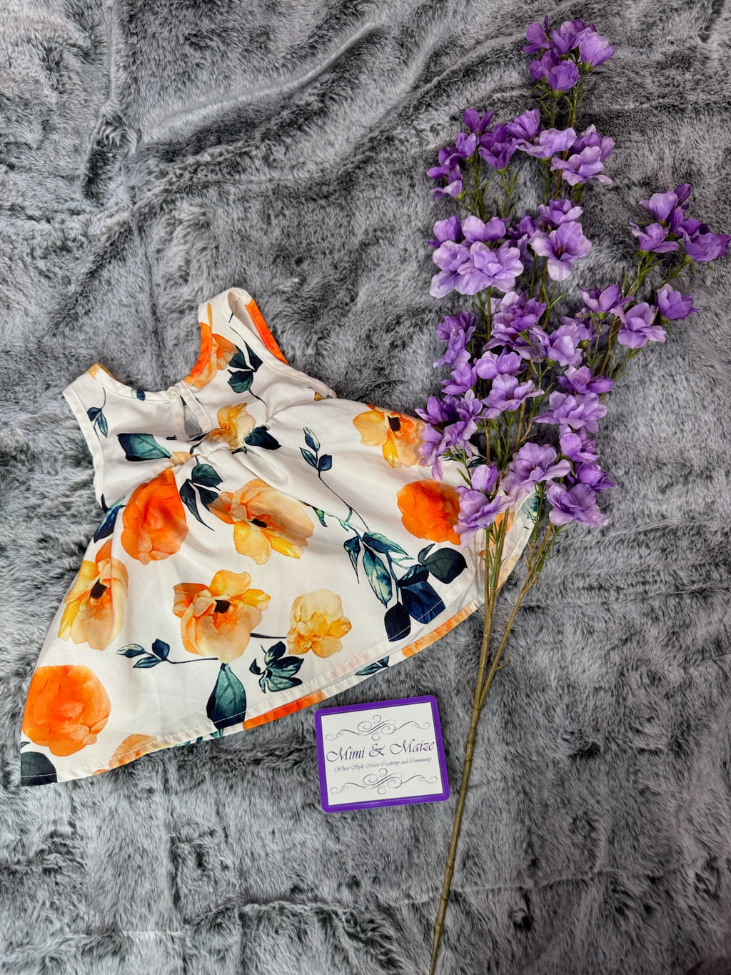 Orange Flower Dress by Pat Pat