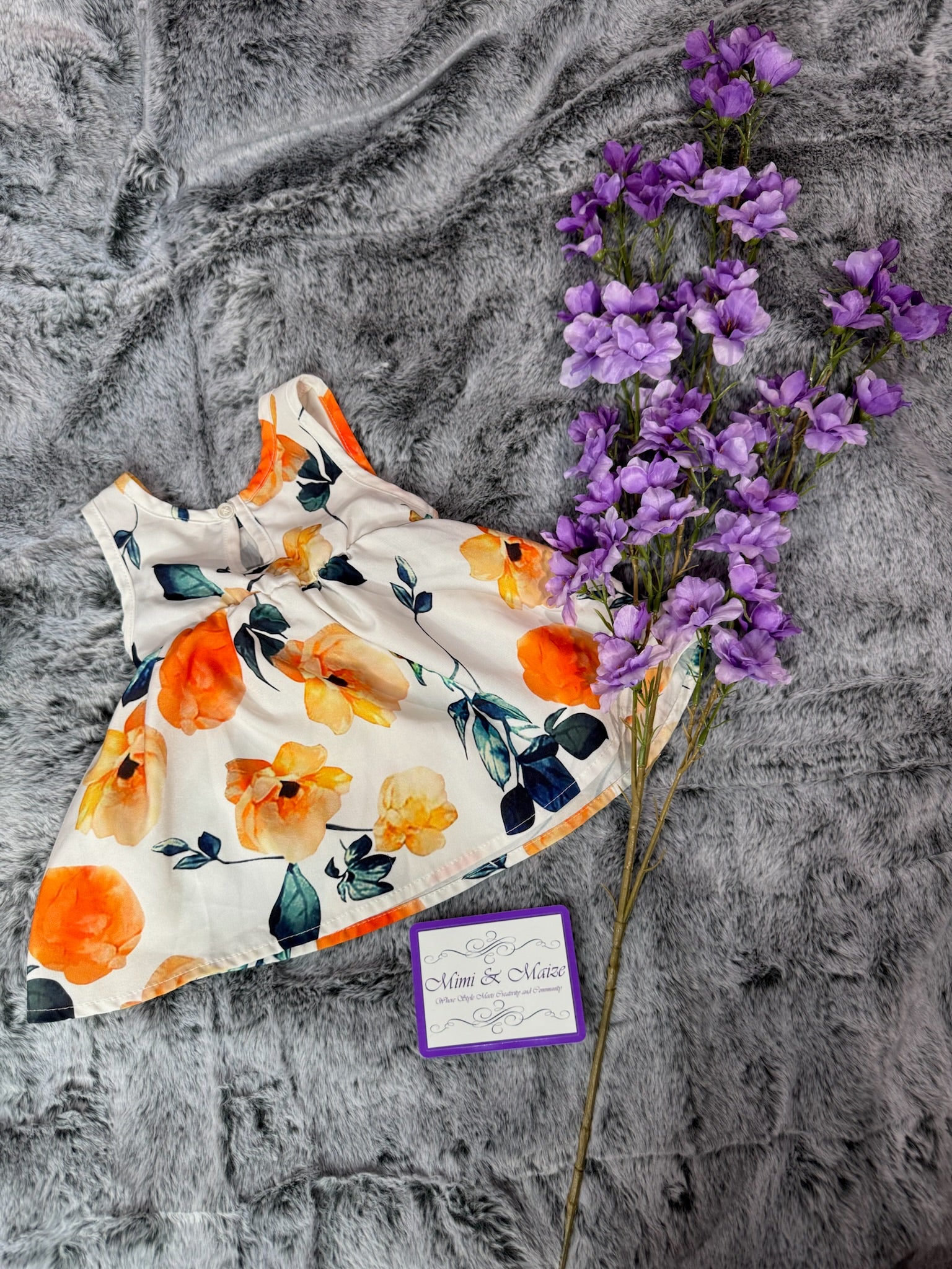 Orange Flower Dress by Pat Pat