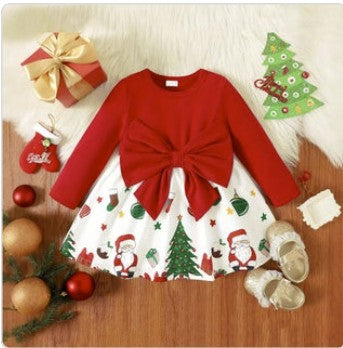 girls cotton christmas dress Moo-y Christmas Organic Cotton Christmas Dress for Kids
