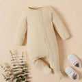 Baby Boy/Girl Ribbed Long-sleeve Footed Snap Jumpsuit